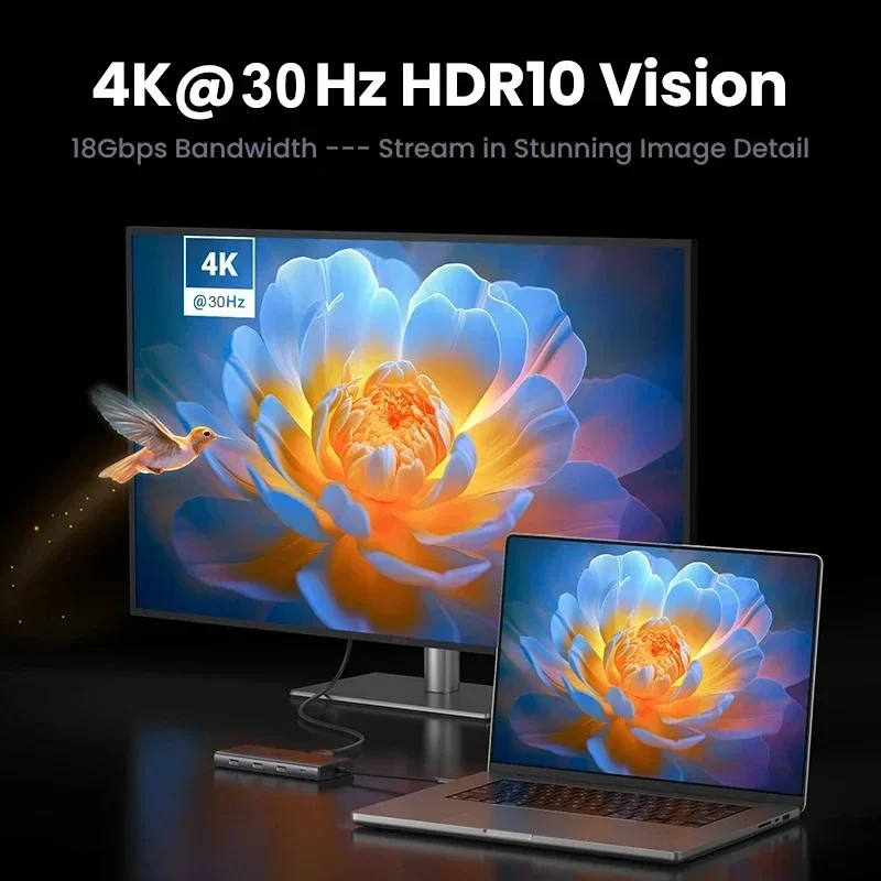 USB HUB 10 In 1 4K30Hz Docking Station Type C To HDTV-Compatible RJ45 Ethernet PD100W For MacBook IPad Huawei Sumsang_voghion.com
