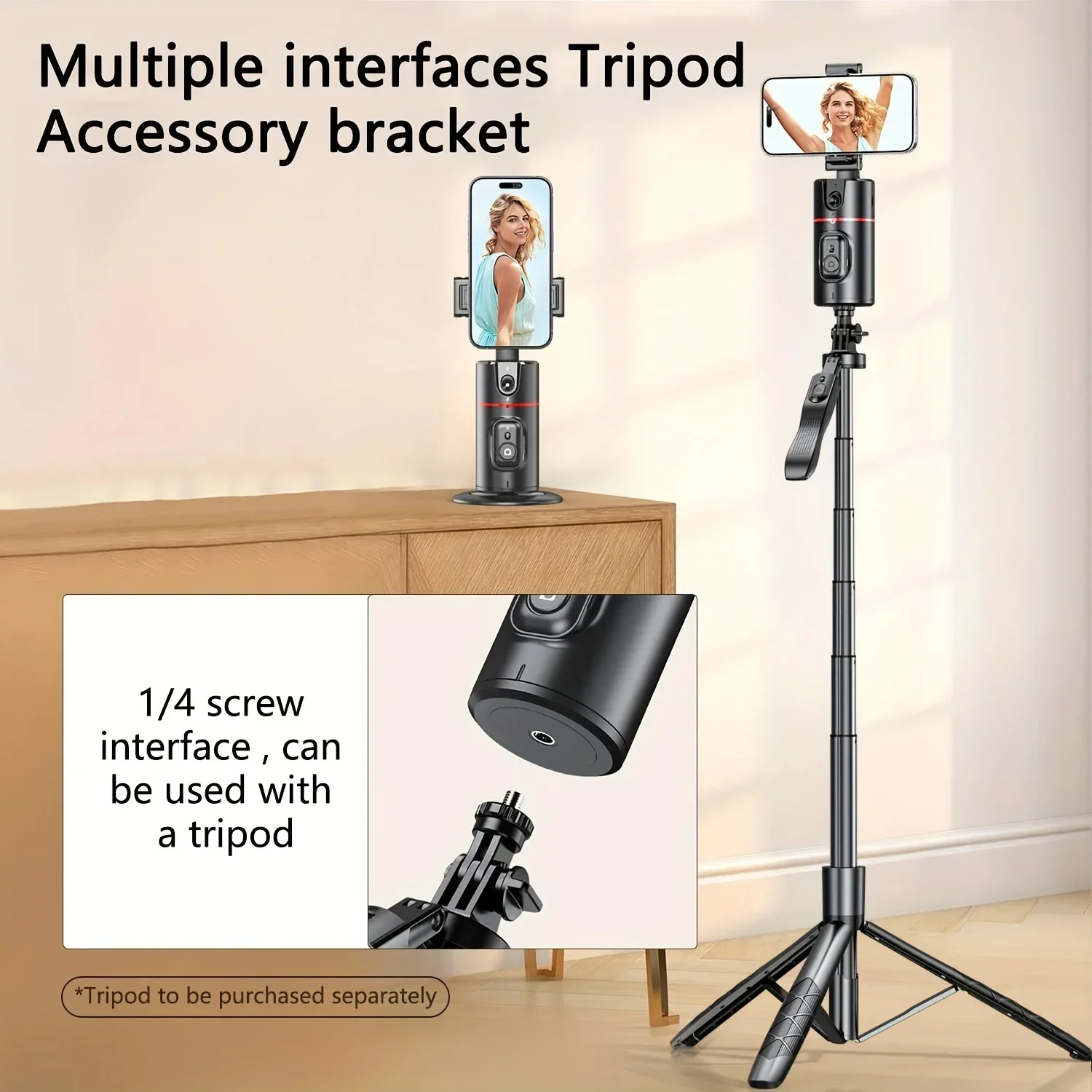 Auto Face Tracking Tripod Auto Tracking Phone Holder Horizontal and Vertical Screen Switching 360&deg; Rotating Phone Holder auto tracking phone holder
