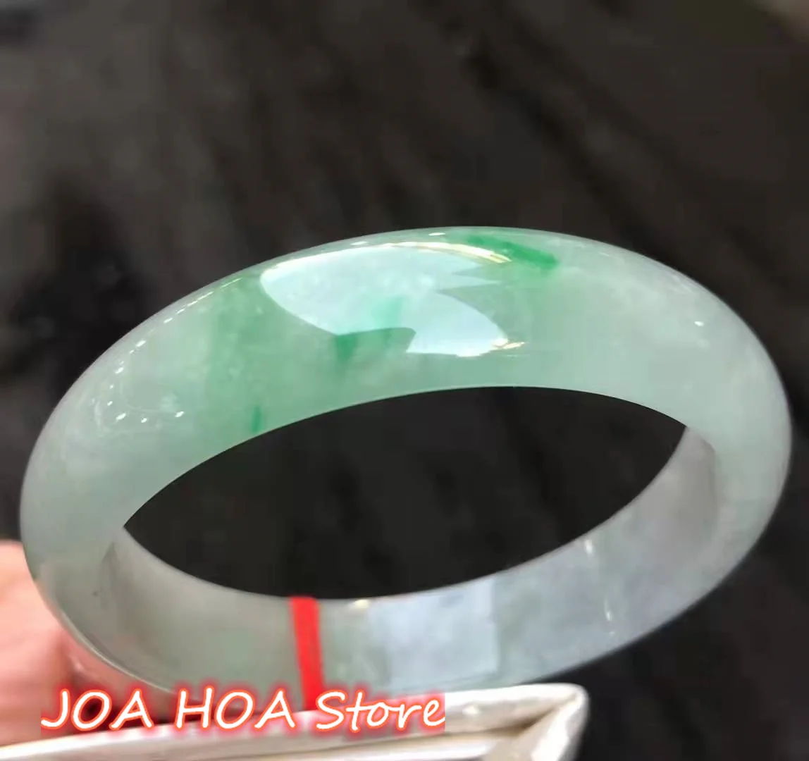 

New Genuine Natural Myanmar Jadeite Floating Emerald Green Jade Bracelet Rare Bangle Exquisite Women's Handring Jewelry