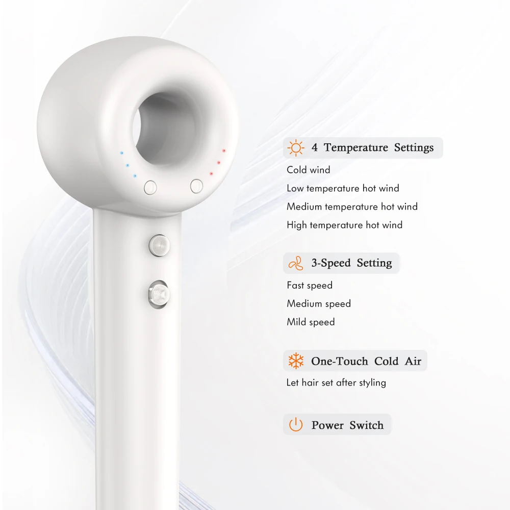 Professinal Leafless Hair Dryer, 110,000 RPM High-Speed Motor, Low Noise, Negative Lon Hair Care Quick Dry for Home Travel 3