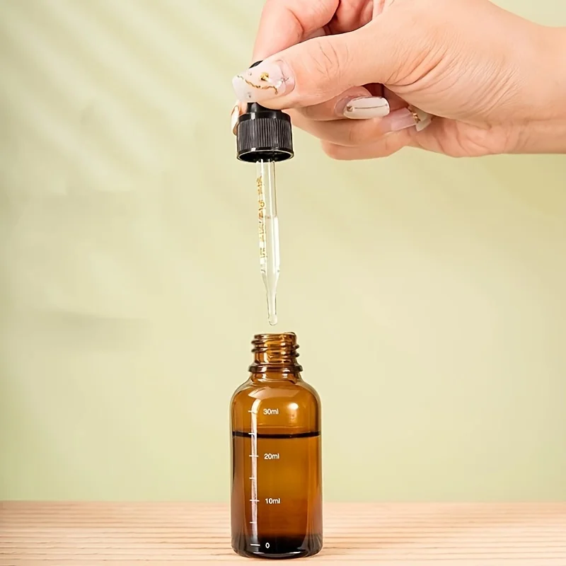 5ml-100ml Dropper Bottles With Scale Reagent Eye Drop Amber Glass Aromatherapy Liquid Pipette Bottle Refillable Bottles Travel dropper bottle