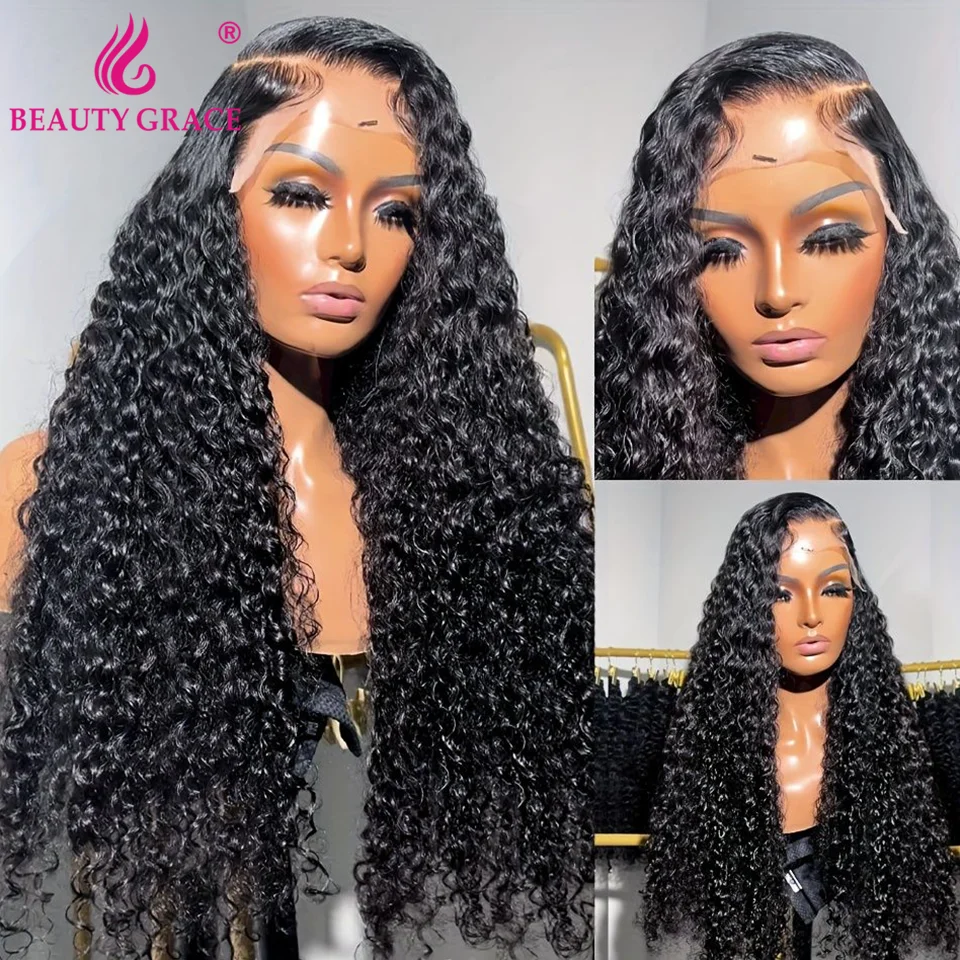 Curly Wigs Human Hair Lace Frontal Wig 13x4 Lace Front Human Hair Wigs Water Wave 250 Density 4x4 Closure Wig