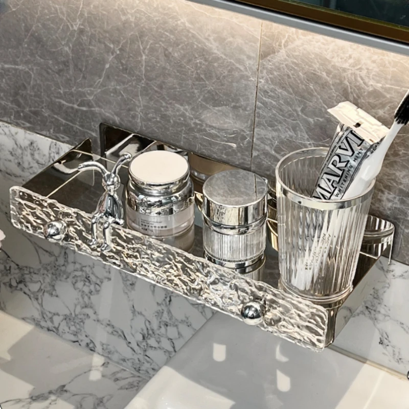 

Light Luxury Storage Shelves Acrylic Bathroom Stand No punching Dewatering Moisture-proof shelf Wall Mounted Organization Racks