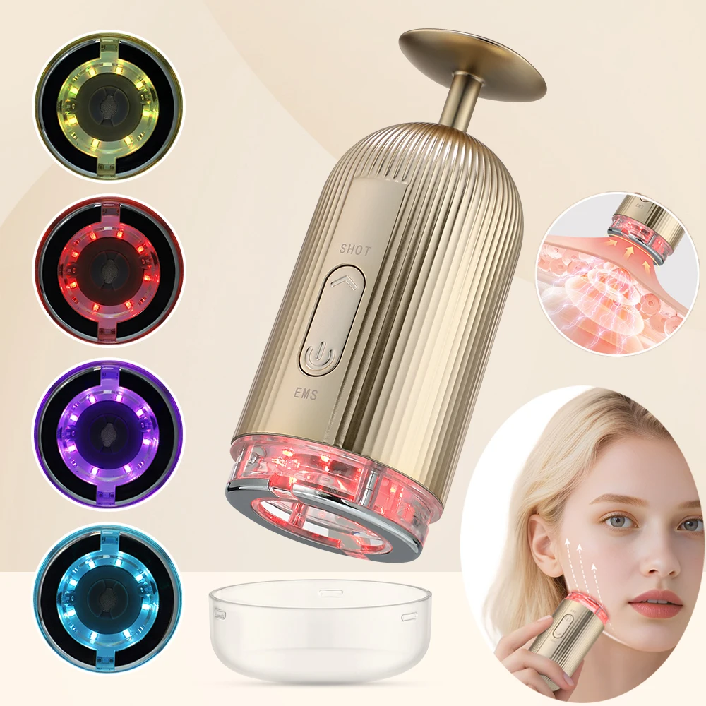 EMS Facial Beauty Device 4 Colors LED Light Therapy Skin Tightening Face Lifting Massager Vacuum Negative Pressure Face Sucker