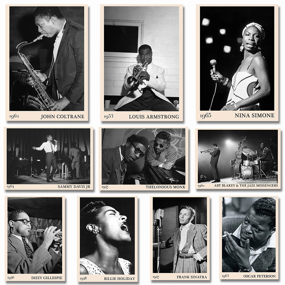 Retro Music Jazz Artist Figure Poster Concert Nina Simon Miles Davis Oscar Peterson Singer Canvas Painting Art Print Home Decor