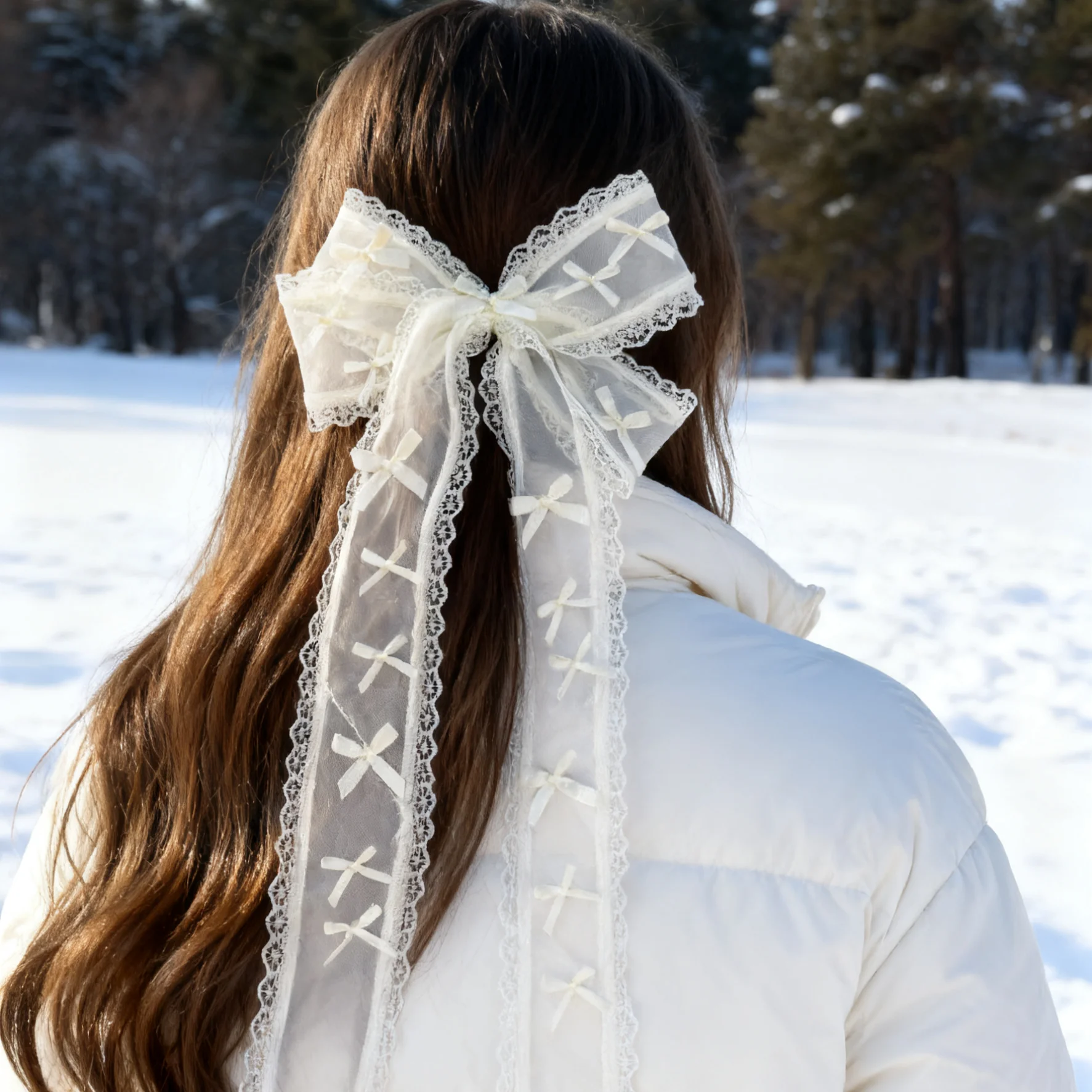 1pc Elegant Bow Lace Ribbon Spring Hair Clip New Korean White Hairpins Barrettes Women Girls Fashion Hairgrips Hair Accessories