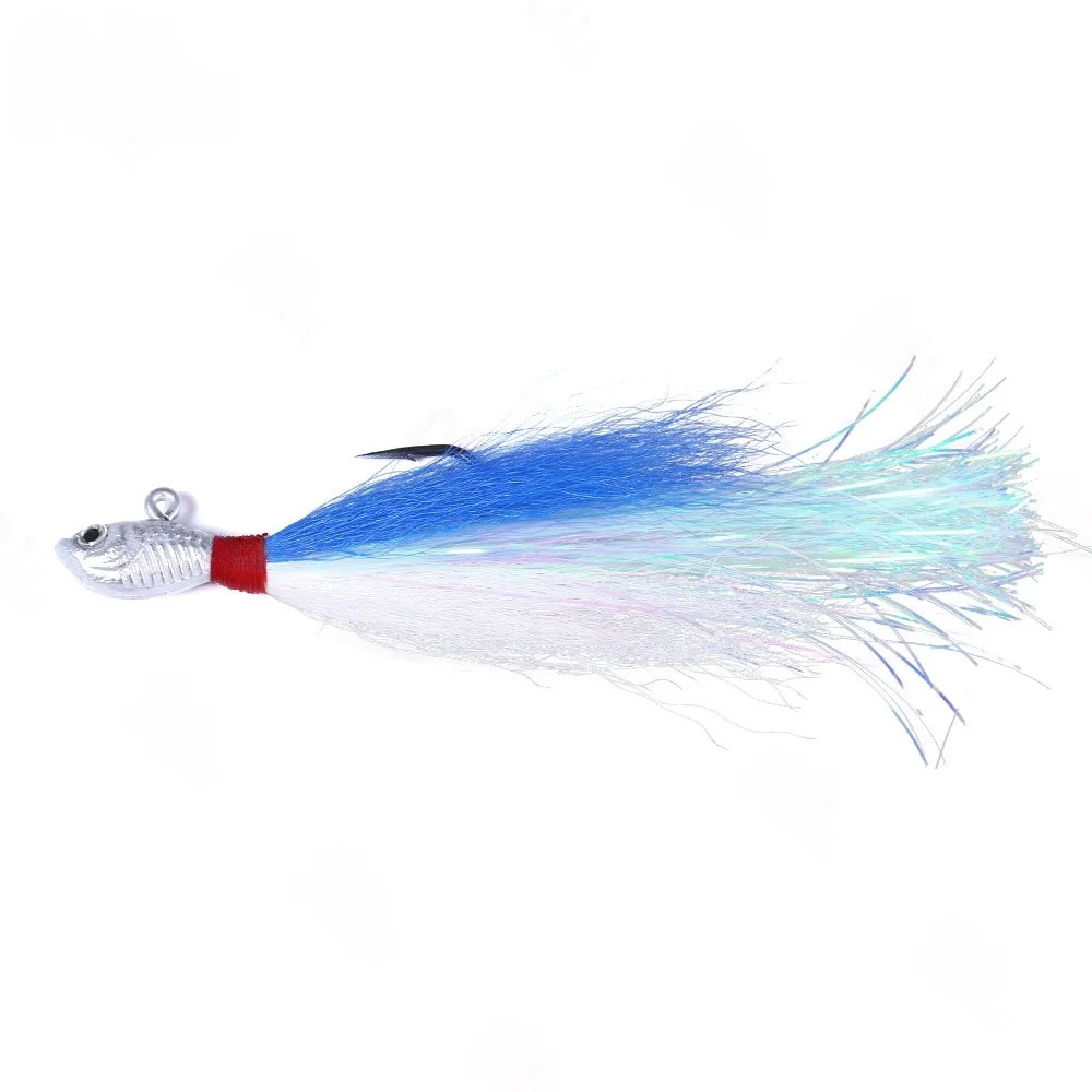 Premium Bucktail Lead Jig Head with Deer Hair and Feathers