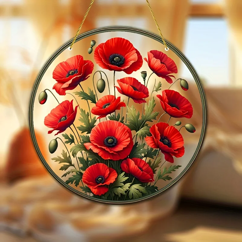 1 생기 넘치는 붉은  정원 테마 창문 및 벽 예술 정원 장식, 어머니의 날 및 주부를 위한 완벽한 선물, ?