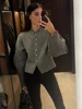 Fashion Solid Women Single Breasted Wool Coat Elegant Round Neck Long Sleeves Slim Short Jacket 2025 New Female Office Overcoat 5