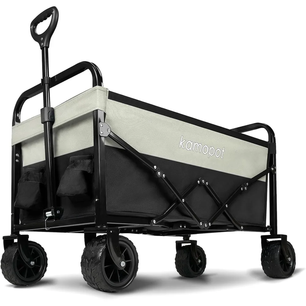 Collapsible Wagon Cart, Foldable Beach Wagon, Folding Wagon for Sand, Grocery/Beach/Garden Cart. 220lb Heavy Duty