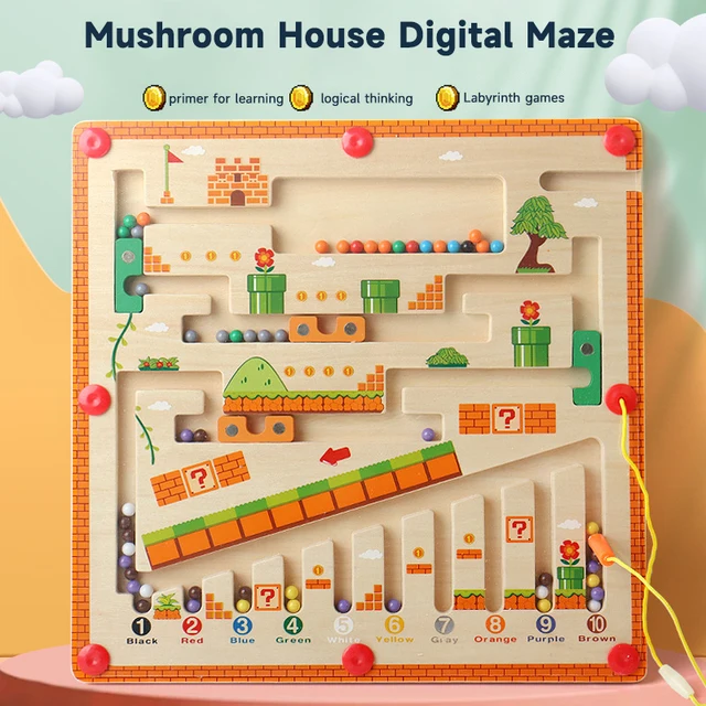 Montessori Children Early Education Toys Color Wooden Magnetic Number Maze Game Toys Parent-Child Interaction Learning Toys Gift