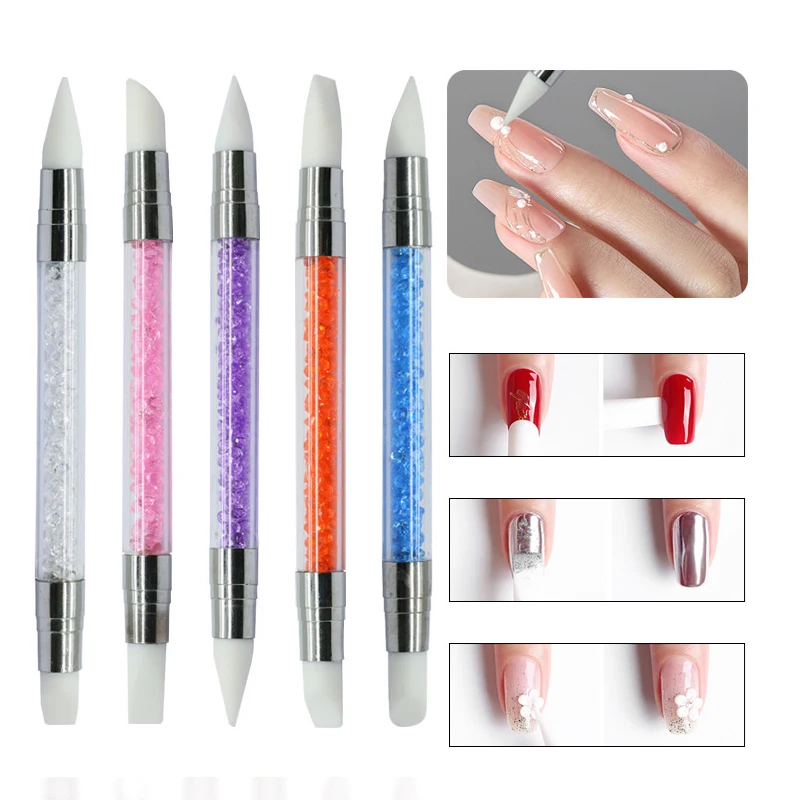 Nail Art Silicone Sculpture Pen 1/5Pcs Dual ended Nail Art Brushes