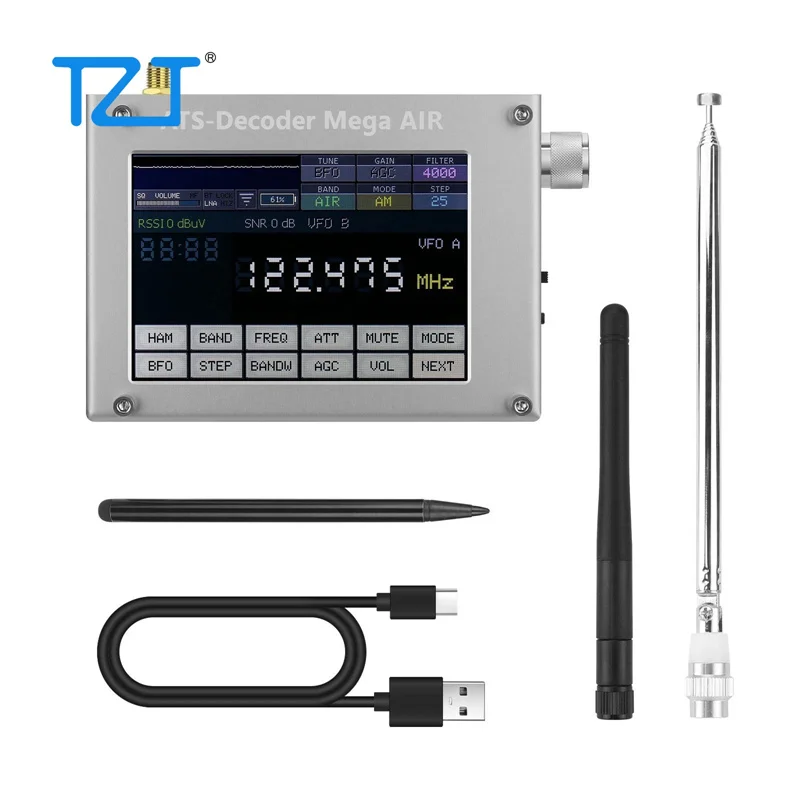 TZT HamGeek ATS-디코더 Air V4.2x 4인치 Si4735 풀 밴드 라디오 수신기 FM RDS AM 블루투스(4인치 터치스크린 포함)