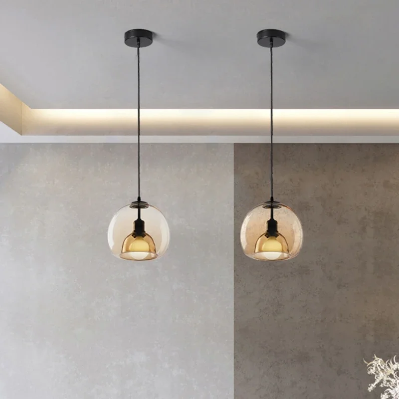 Nordic Minimalism Grey Glass Pendant Lights Modern Restaurant Milk Tea Shop Decoration Chandelier Home Bedroom LED Lights Luster pendant lights pendant lamp chandelier lighting