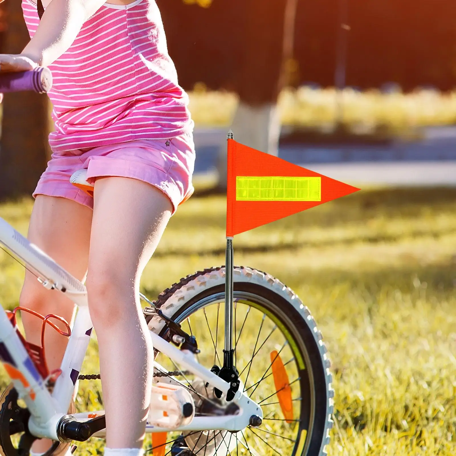 High Visibility Double-Sided Polyester Bike Flag with Pole