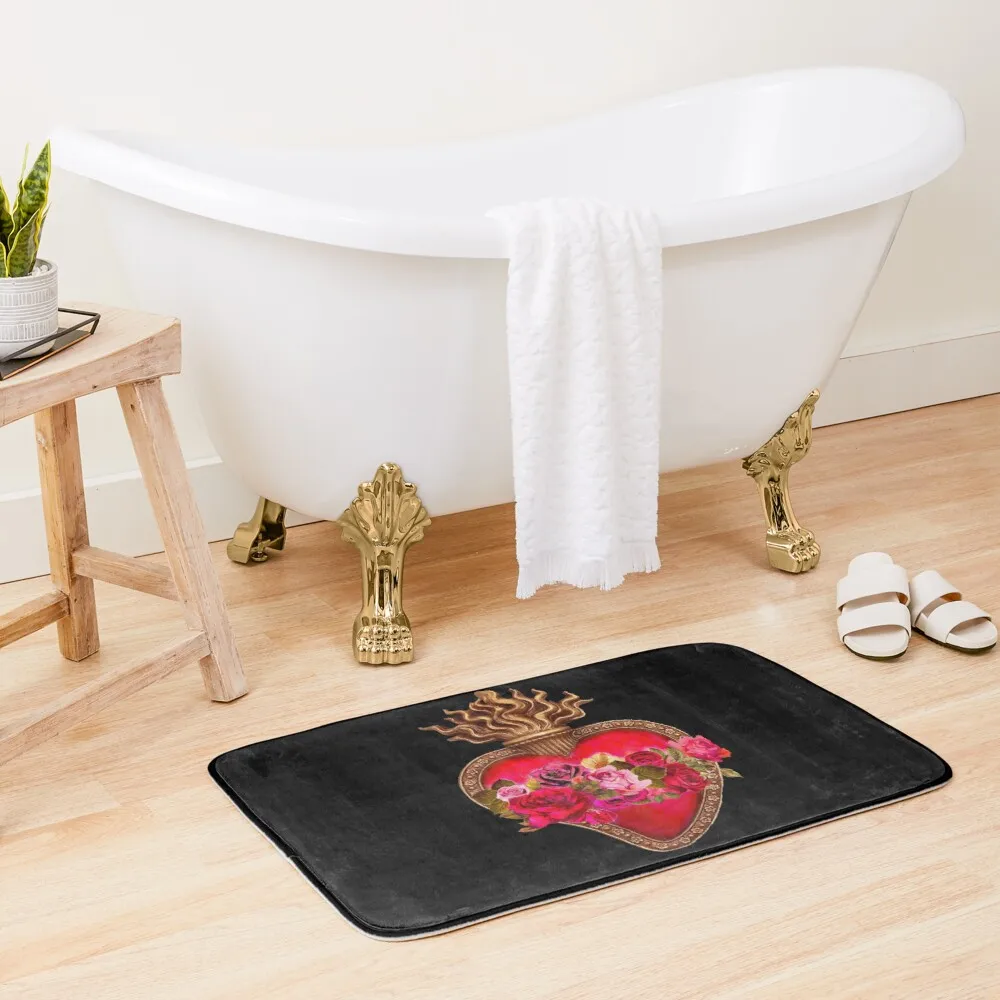 

Red Immaculate Heart - Sacred Heart Bath Mat Christmas 2022 Bathroom Rug