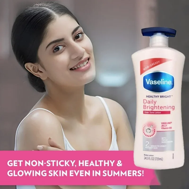 Vaseline Healthy Bright Daily Brightening Daily Moisturizer for Glowing Skin Vitamin B3 Body Lotion in 2 Weeks Lightweight 725ml 2