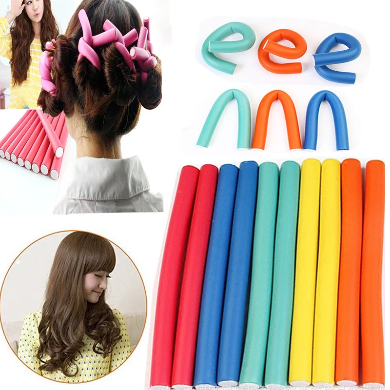 Curly Hair Products Rubber Reusable Roller Hair Curler No Heat Short Long Styling Tool Heatless Curlers 5/10 Pcs/Set
