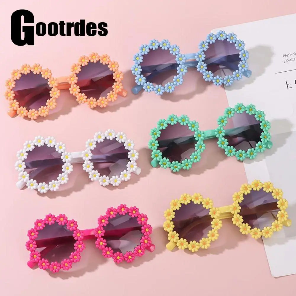 Simpatici occhiali da sole a margherita per bambini Occhiali da sole a fiori rotondi Occhiali da sole per bambini Protezione solare per esterni Festa estiva di moda_voghion.com