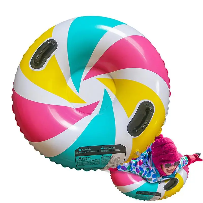 

Inflatable Snow Tube Sledge Winter Snow Tube Sledding Sleigh Foldable Outdoor Inflatable Snow Sled with 2 Handles for Kid Adult