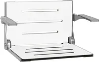Silhouette Comfort Folding Wall Mount Shower Bench Seat with Arms White Seat with Silver Frame 16"D x 20.94"W x 12.75"H 1