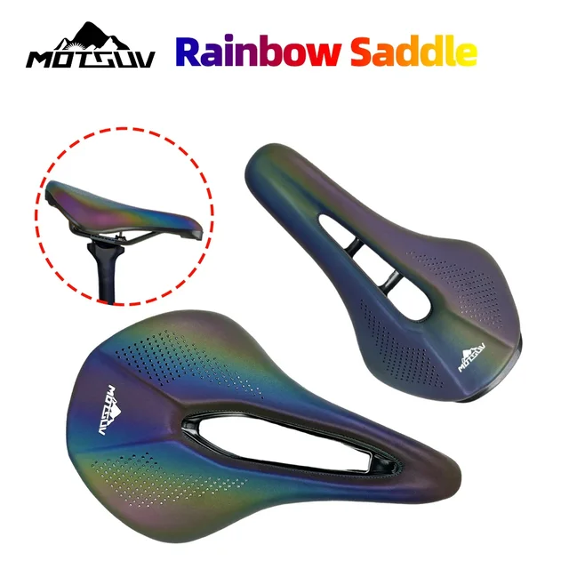 MOTSUV Bicycle Rainbow Saddle