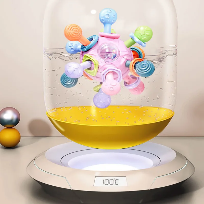 Baby Toys 0 12 Months Rotating Rattle Ball Grasping Activity Baby Development Toy Silicone Rattles Sensory Toys for Babies baby grasping ball toy