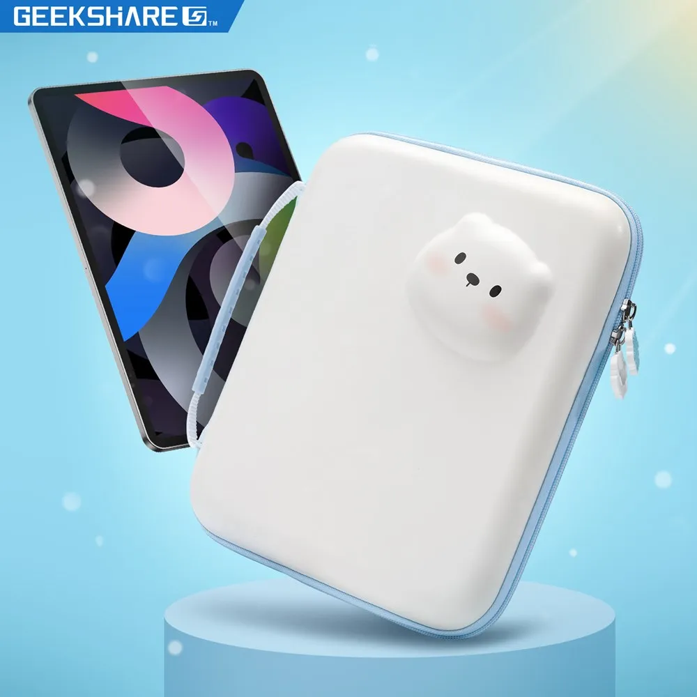 Geekshare-hard Shell Case para Ipad Ipad Pro 11 12 Air Air Urso Branco Ipad 8th 9th 10th Generation Teclado Tablet