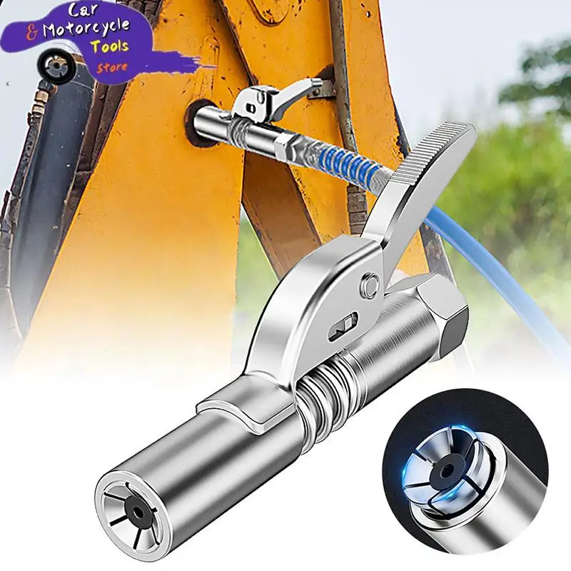 Grease Gun Coupler Quick Lock Nozzle Heavy Duty High Pressure Double
