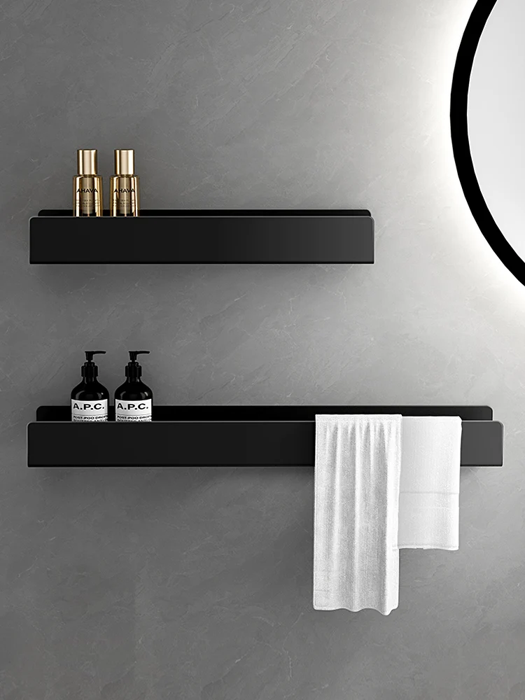 

Stainless Steel Storage Rack Towel Integrated Mirror Front Toilet Bathroom Wall Non Perforated Storage Rack