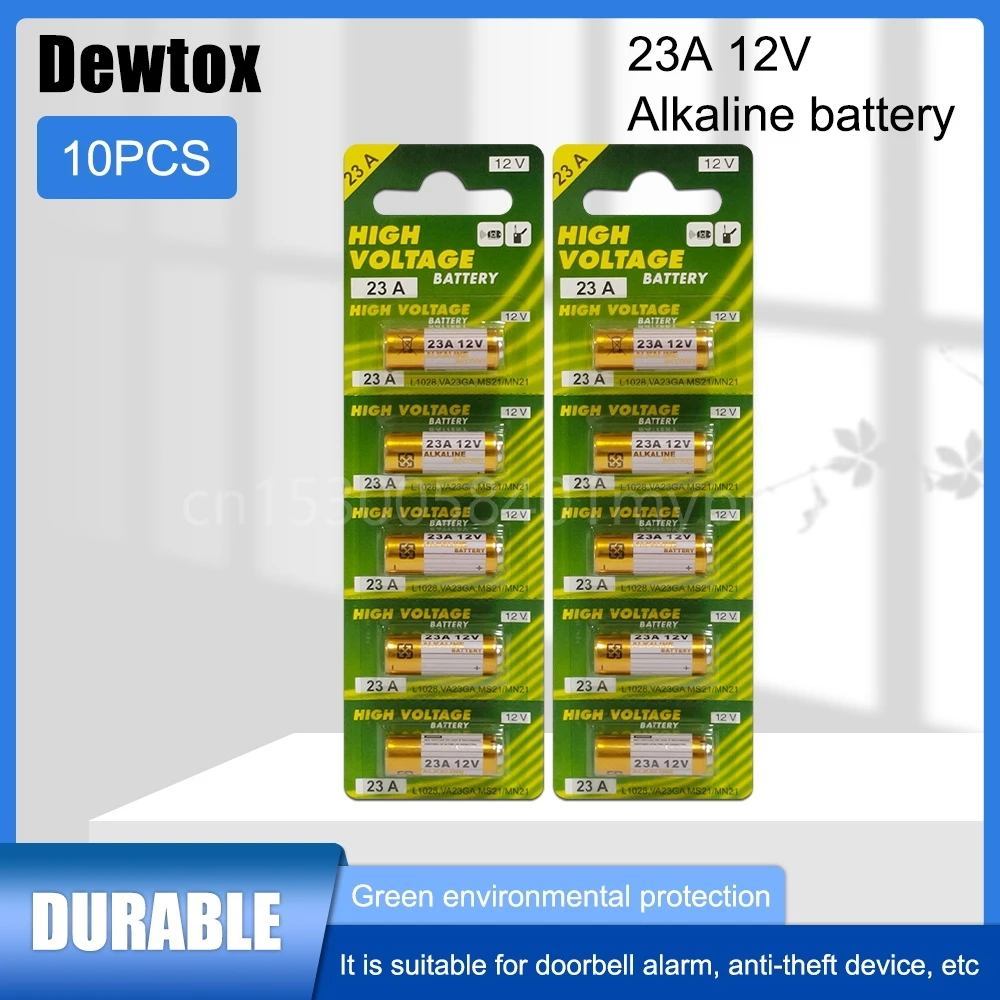10Pcs 12V Alkaline Battery A23 23A 23Ga A23S E23A El12 Mn21 Ms21 V23Ga L1028 Gp23A Lrv08 For Garage Door Opener