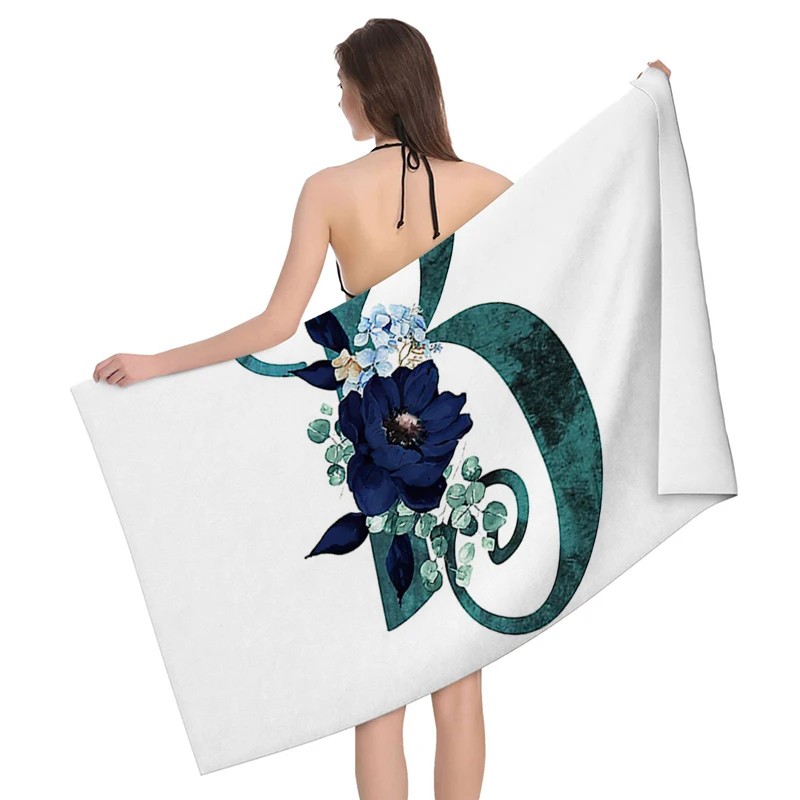 Home bath towels for the body towels bathroom letters and flower quick drying microfiber beach towel man and women large sports