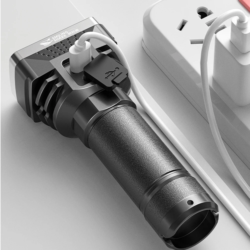 휴대용 비상 손전등 토치, USB 충전 고휘도 전원 디스플레이, 캠핑 하이킹 비상 손전등, 6 LED