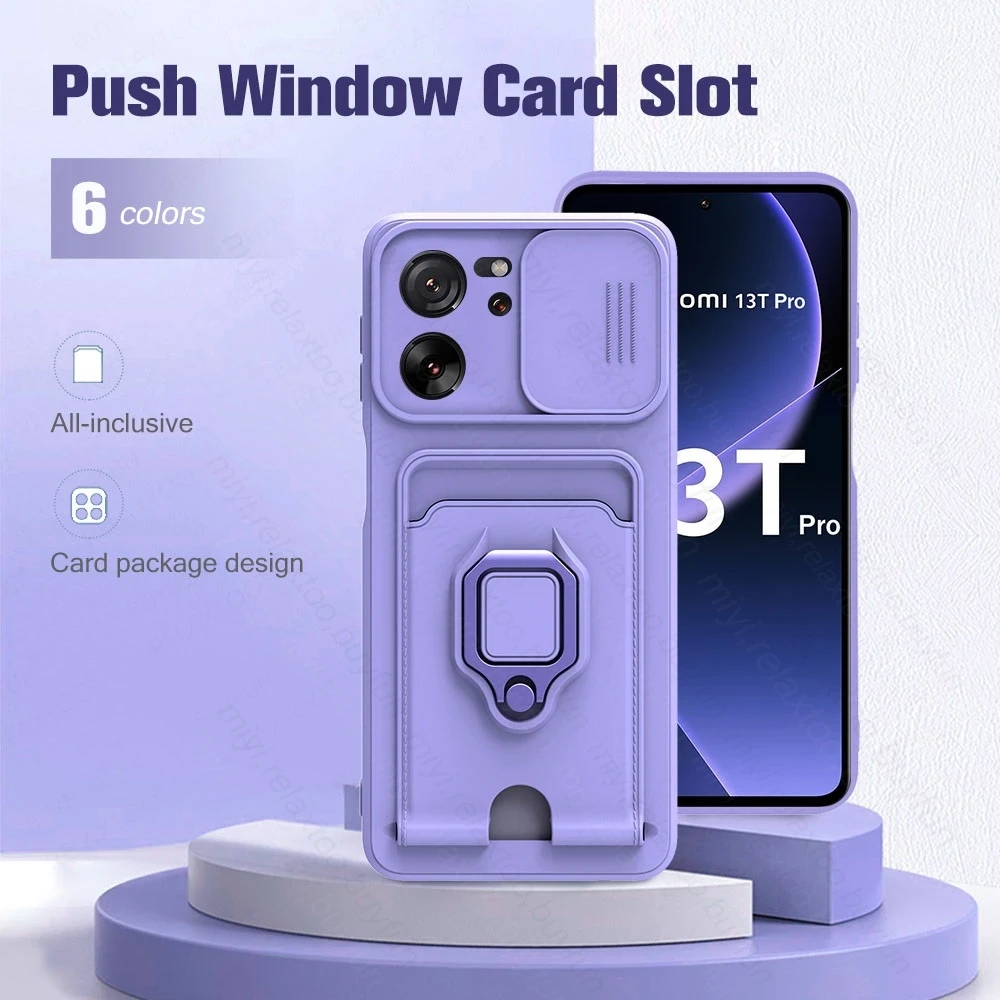 Custodia Morbida Multifunzionale In Tpu Per Xiaomi 13 T Pro Magnet Holder Ring Slider Camera Protect Antiurto Coque Xiomi Mi13T 13 T Pro