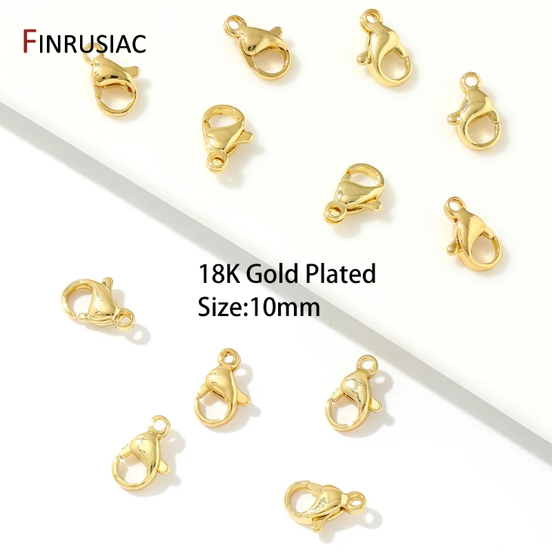 10/12 mm 18 Karat vergoldete Messing-Karabinerverschlüsse, Verschlüsse für Schmuck, DIY-Zubehör für die Herstellung von Halsketten und Armbändern, Schmuckmaterialien – Detail 16
