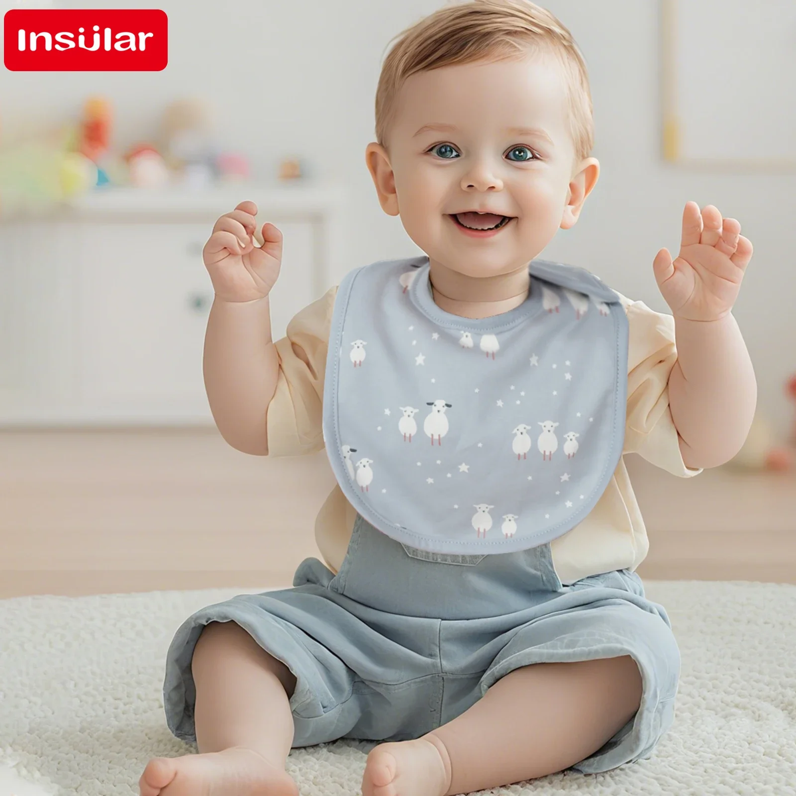 조절 가능한 3겹  턱받이 부드러운 U자형  침 흡수 타월 면 소재 수유 스카프 (13세용)