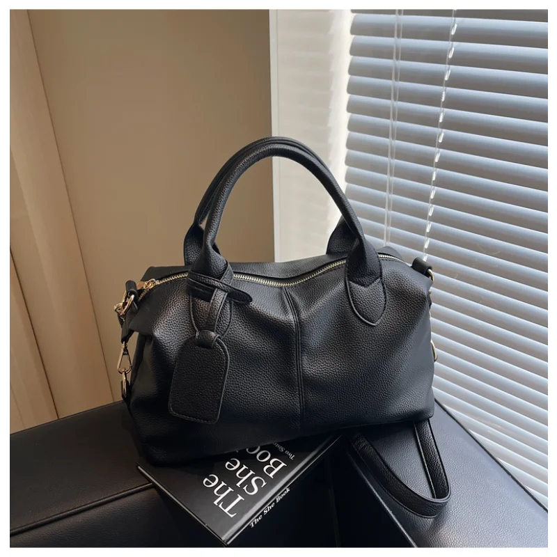 Retro Large-capacity Bag for Women 2025 Spring and Autumn Fashion Frosted Bag Portable Commuting Tote Bag