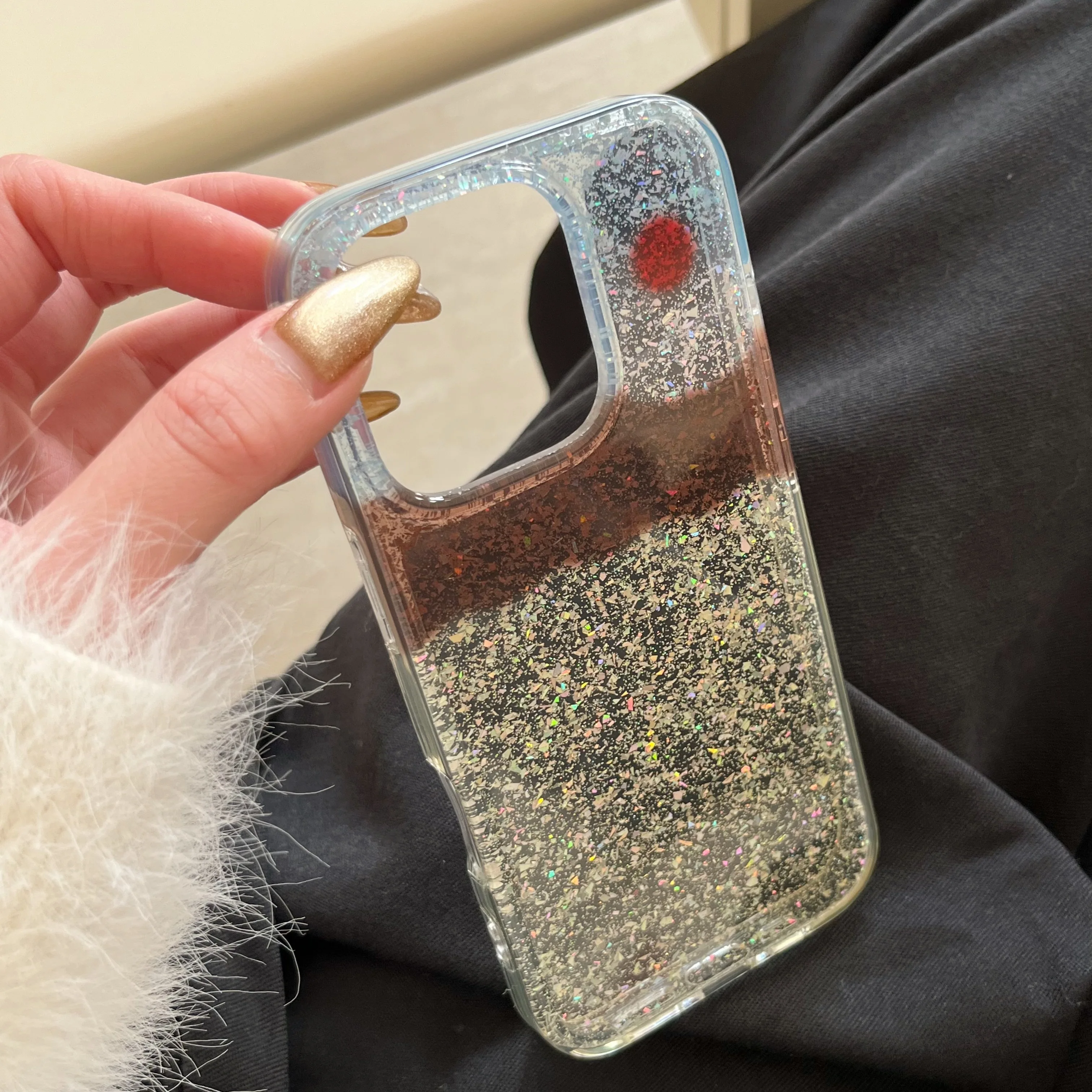 Dreamy Double Layer Glitter Caramel Pudding Chic Phone Case