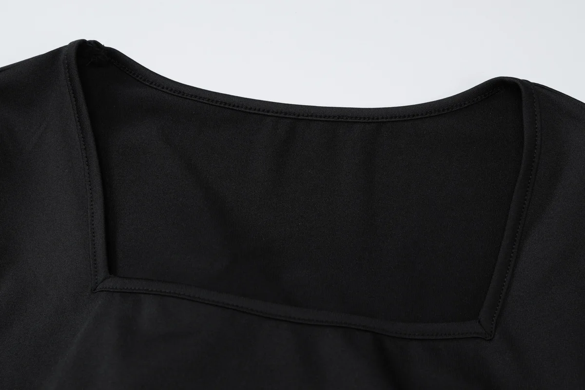 Autumn Fashion Black Maxi Dress Women's Square Collar High Waist Slim Elegant Party Dress Gown Female Solid Long Dress New