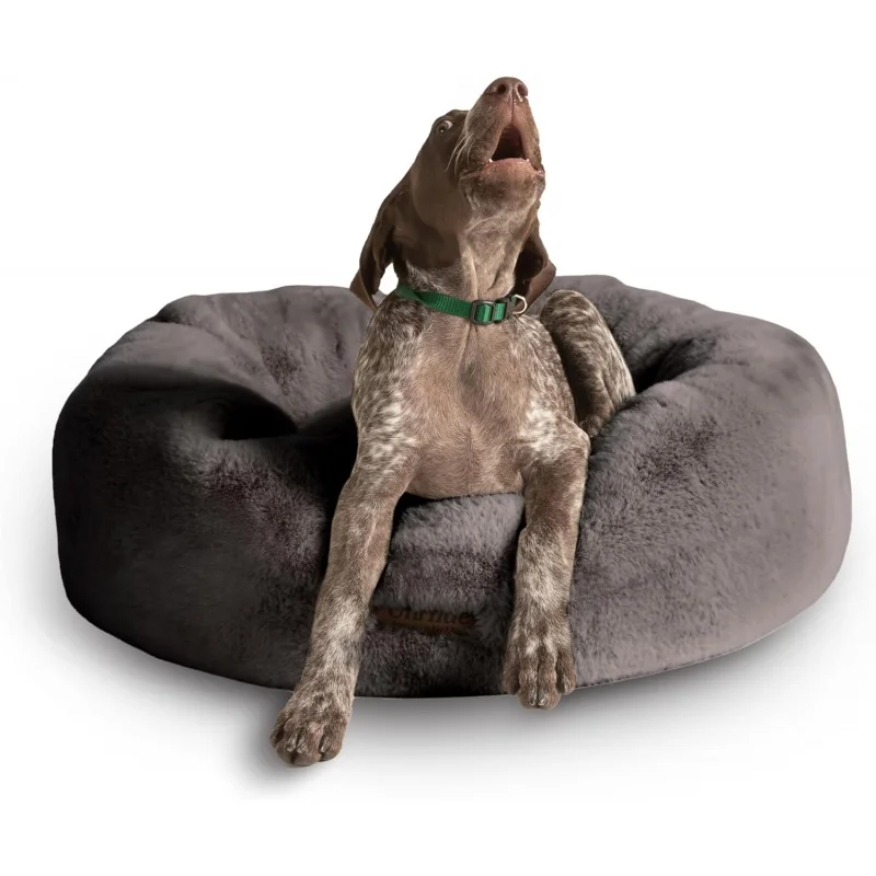 

Кровать для домашних животных из воловьей кожи, средней длины (28x10 дюймов), очень мягкая кровать для собак, съемный чехол из искусственного меха, можно стирать в стиральной машине, облегчает домашних животных