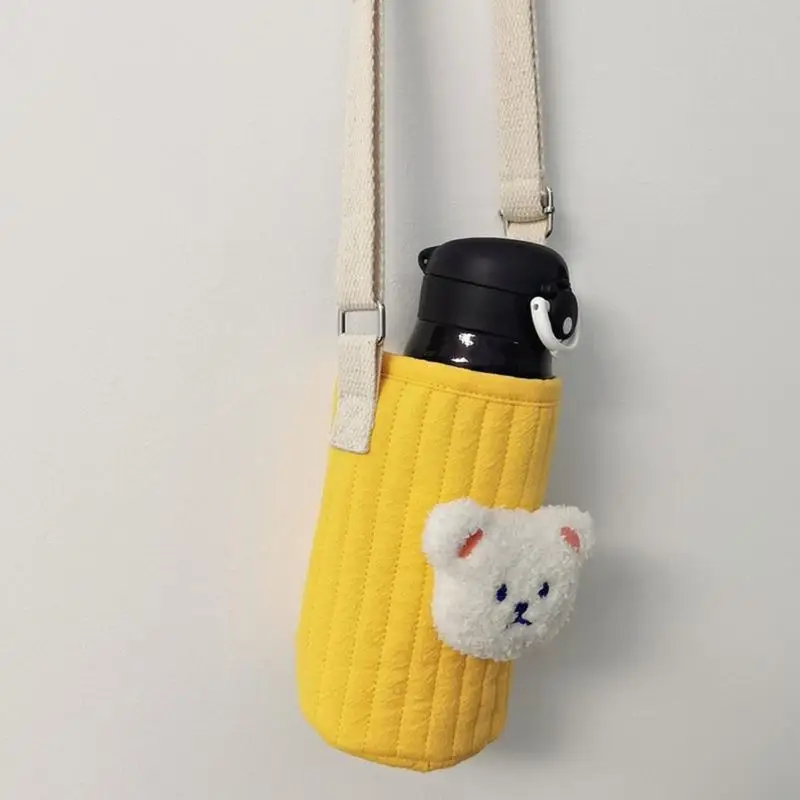 R6FD Reusable Bear Baby Warm Bottle Bag Feeding Bottle Cover Shoulder Bag Crossbody 5