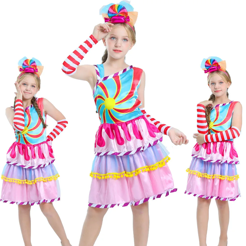 

Carnival Candy Dress for Girls Purim Festival Glowing Lollipop Party Costume Children Summer Tutu Dresses Dressy Party Ball Gown