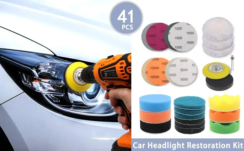 PLATINUMEDGE Car Headlight Restoration Kit, 30 Piece Headlight Renewal Kit,  3-inch Car Headlights Polishing Sanding Discs Kit, Headlights Lens