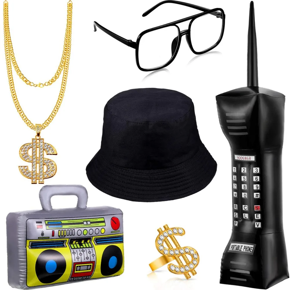 

Disco Retro Ball Party Cosplay Hip Hop Punk Necklace Fisherman Glasses Set Halloween 80s 70s Performance Inflatable Decoration