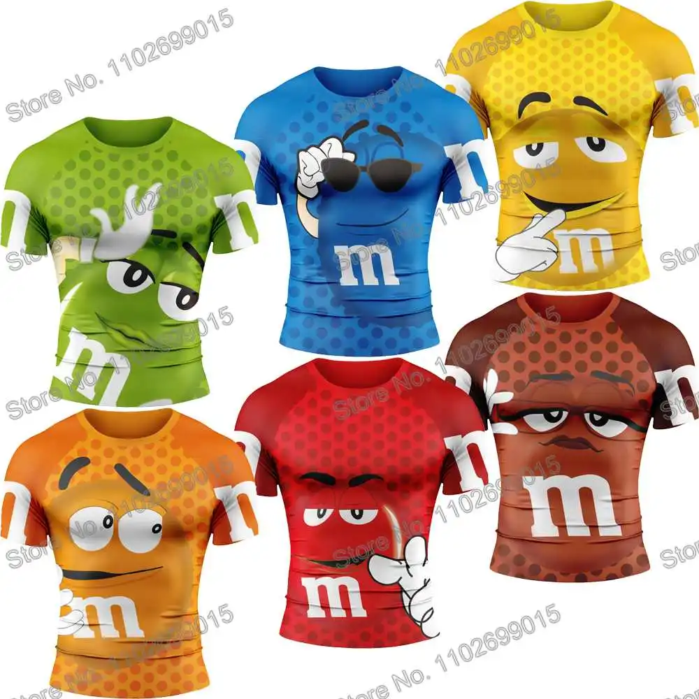 Rash Guard Surfing Swimsuit Chocolate Beans BJJ MMA Men Short Sleeve UV Protection Diving Swimwear Summer Beach Tights Women GYM