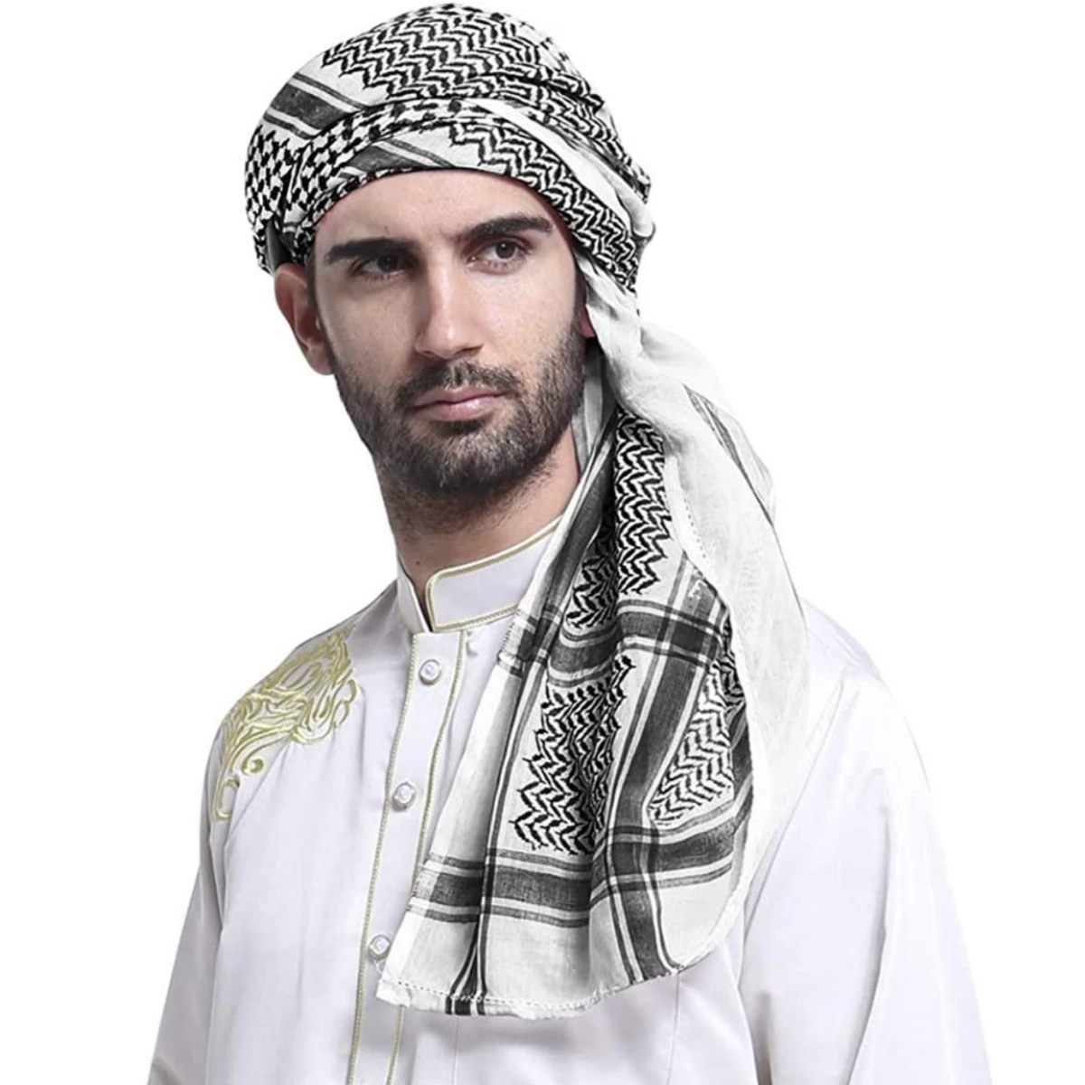 

55inch 140cm Men's Large Arab Shemagh Headscarf Muslim Headcover Shawl Keffiyeh Arabic Scarf Bandana Bonnet Hijab