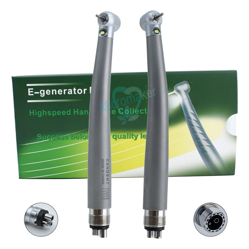 

Dental High Speed Handpiece LED E-generator Push Button Air Turbine Triple Water Spray Hand piece 2/4 Holes Optional