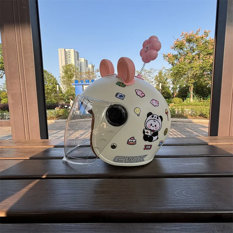 cute full face motorcycle helmet Glow Cat Ears Decor Pink Ears- Multi-Color Lights 【TIP】 Tap Home at the bottom or 亖 at the top right for more motorcycle gear Devil Motorcycle Helmet Cover Cute
