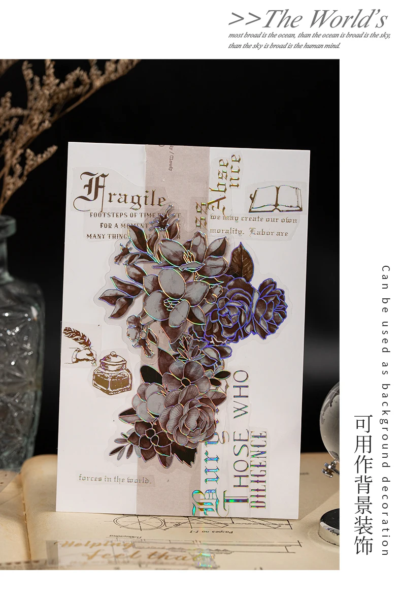 JIANQI 5 stücke 60*150mm Zyklus Phrase Aufkleber Klassiker Worte Collage Tagebuch Kreative Schreibwaren DIY Scrapbooking Dekor Aufkleber – Detail 12