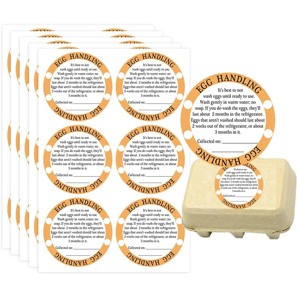 

256 Pcs Round Farm Fresh Egg Care Stickers Labels 2.12'' Egg Collection Date Stickers for Carton Farmers Market Package